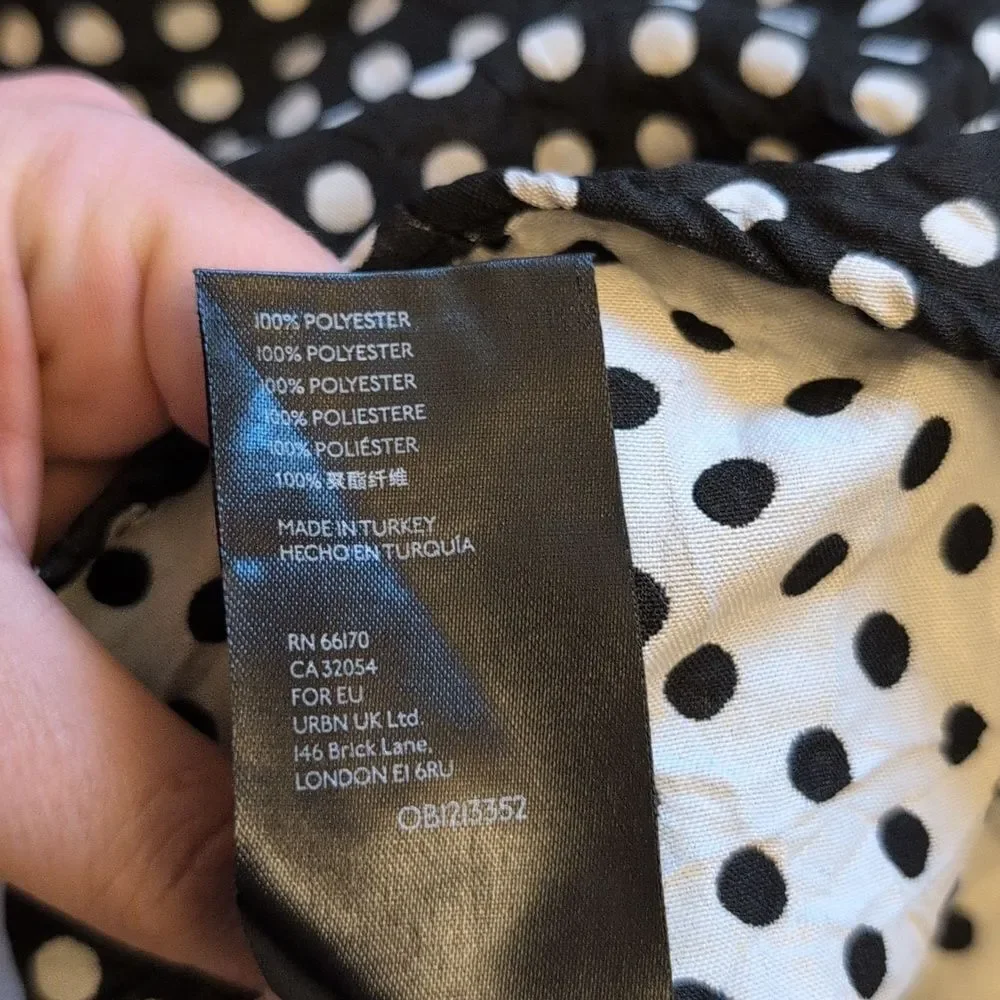Free People Polka Puff Sleeve Crop Top Black White Size 10 - Picture 8 of 12